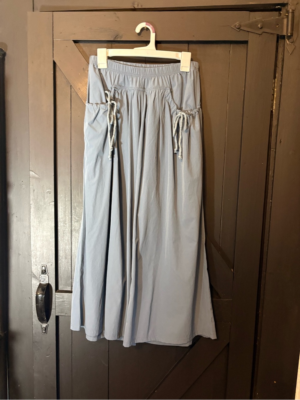 Light Blue Maxi Skirt with Drawstring Pockets